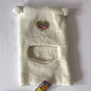 NWT Ivory Cream Wool Balaclava Cap / Beanie for 0-6 months